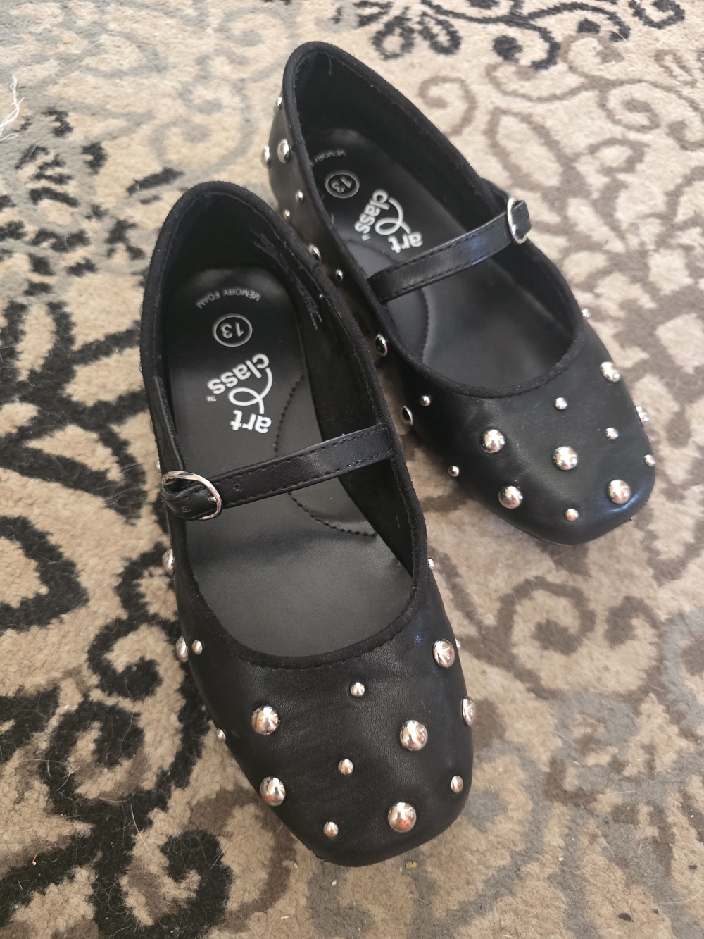 art class Girls' Black Studded Mary Jane Shoes
